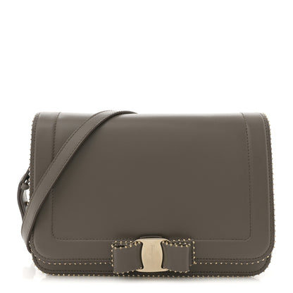 Salvatore Ferragamo Calfskin Studded Vara Bow Bag Taupe 1 of 10