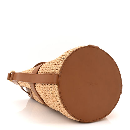 Saint Laurent Raffia Calfskin Seau Bucket Naturel Brick 4 of 10