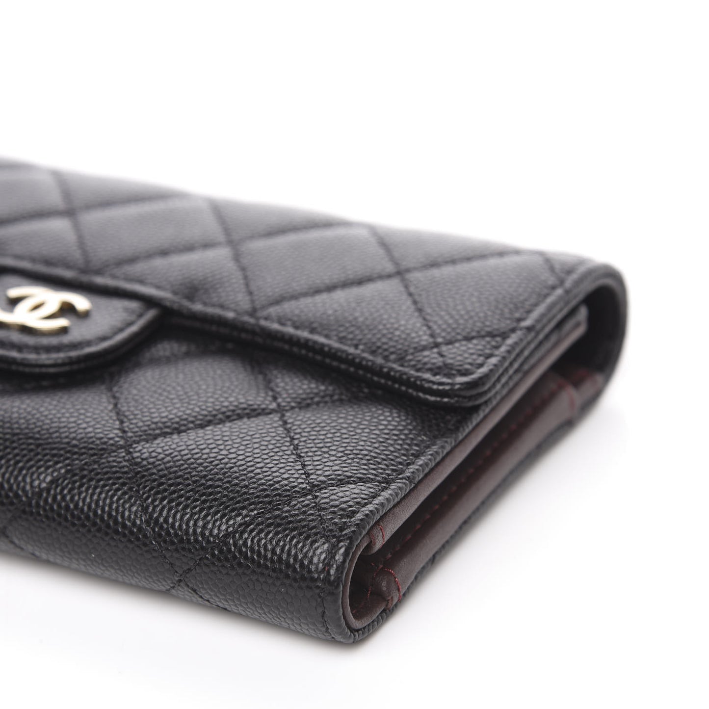 Caviar Quilted Small Flap Wallet Black
