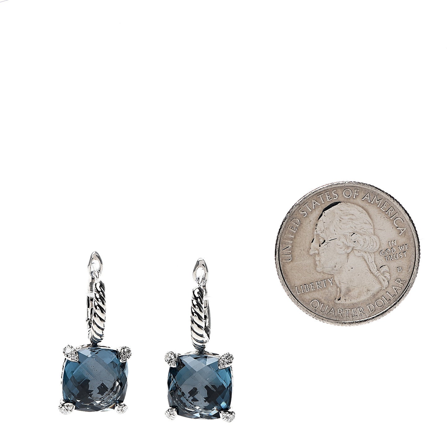 Sterling Silver Hampton Blue Topaz Diamond Chatelaine Drop Earrings