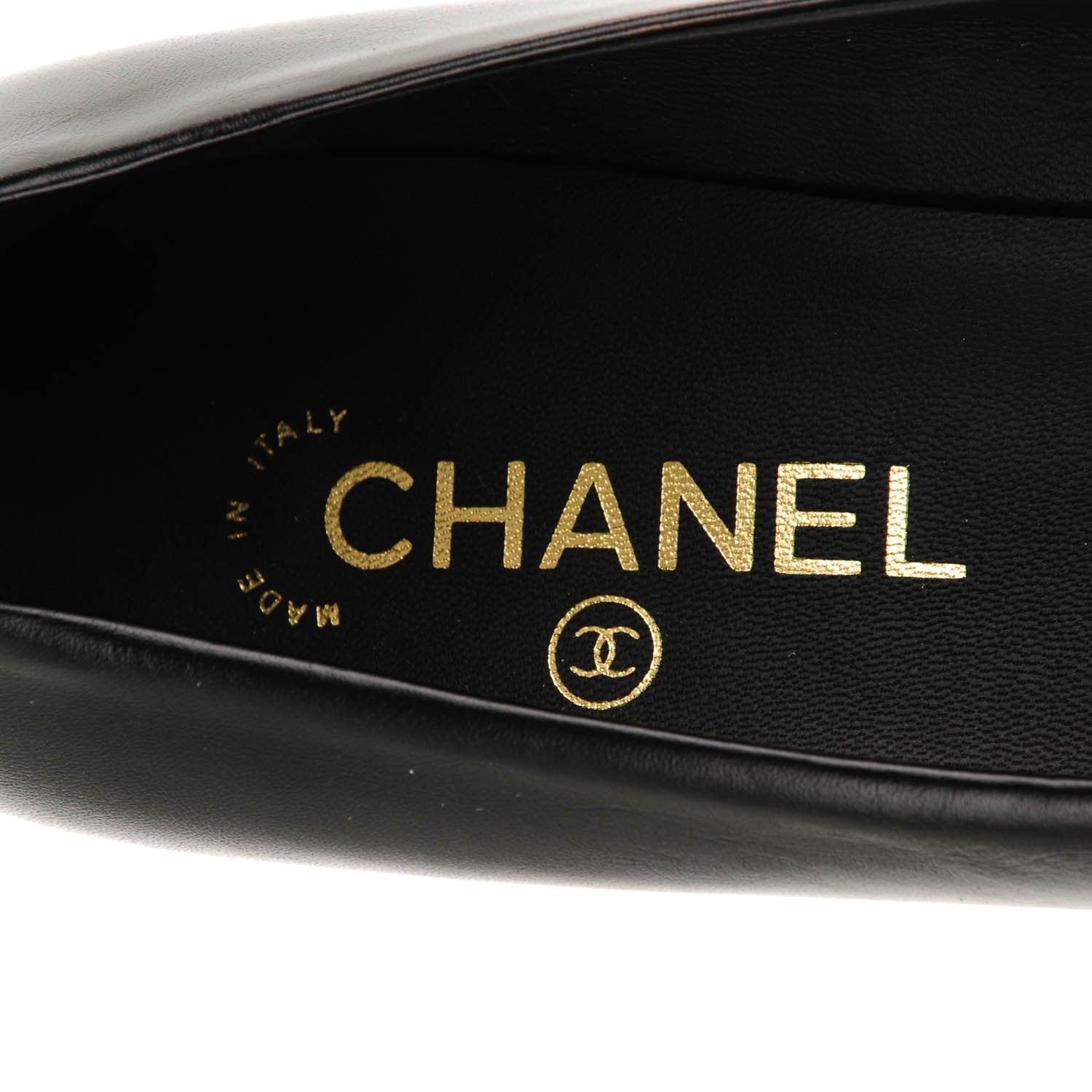 Chanel Calfskin Patent Cap Toe CC Pumps 39.5 Black White 7 of 7