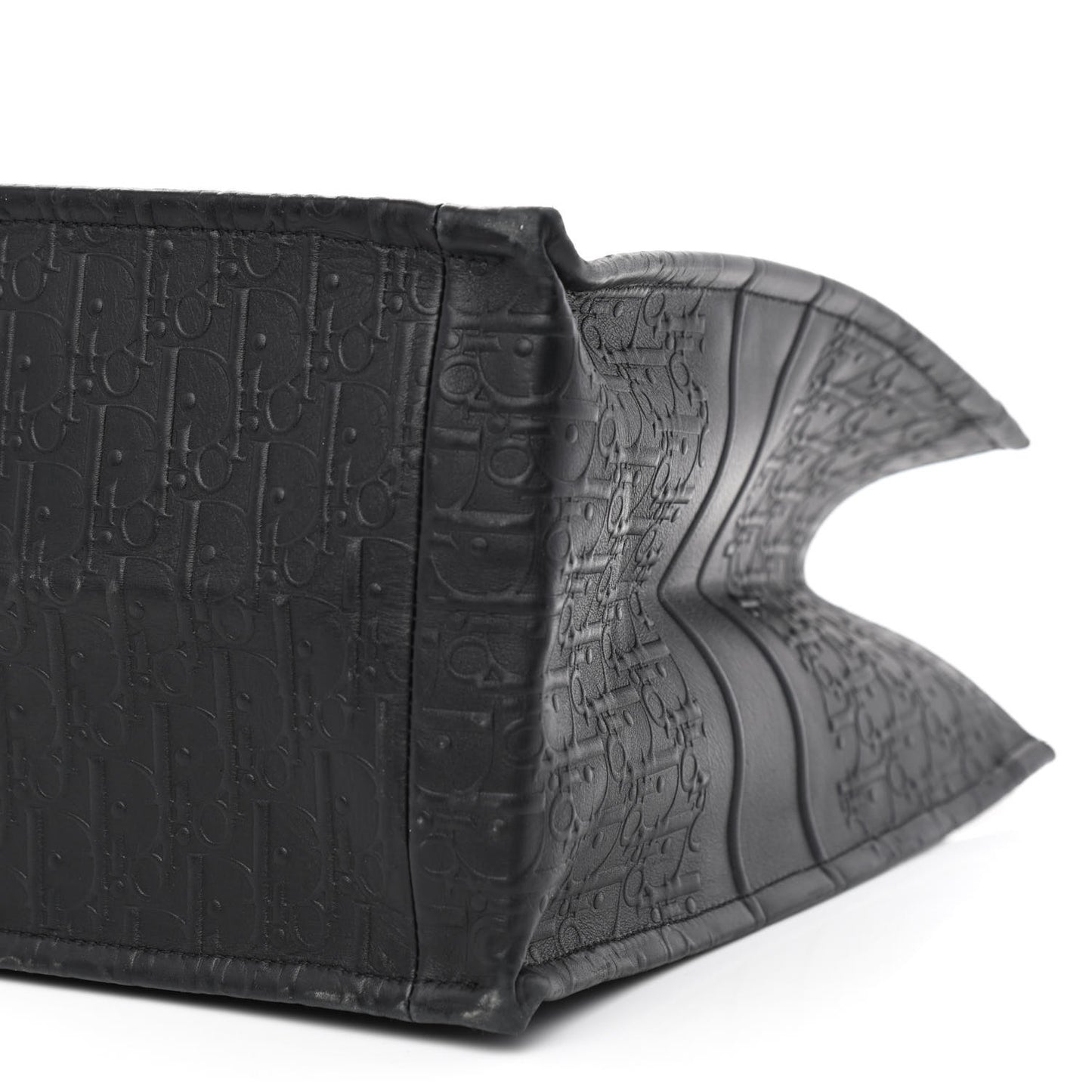 Oblique Calfskin Embossed Large Book Tote Black