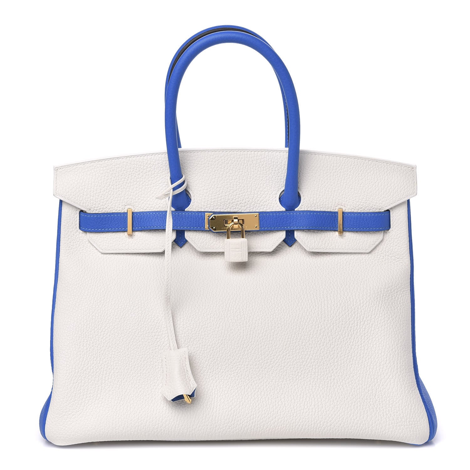 Hermes Bi-Color Horseshoe Birkin 35 Perle Bleu Electrique 1 of 9