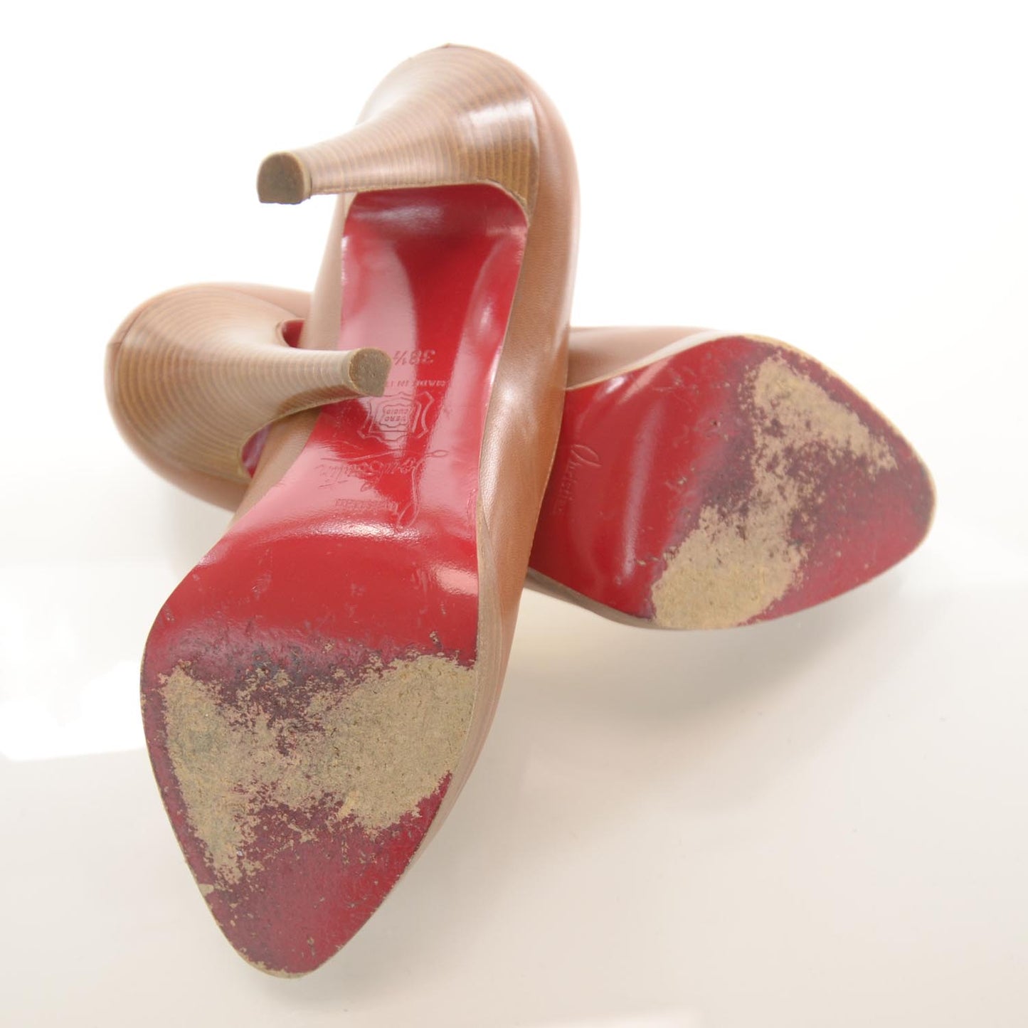 Leather Wood New Simple 120 Pumps 38.5 Tan
