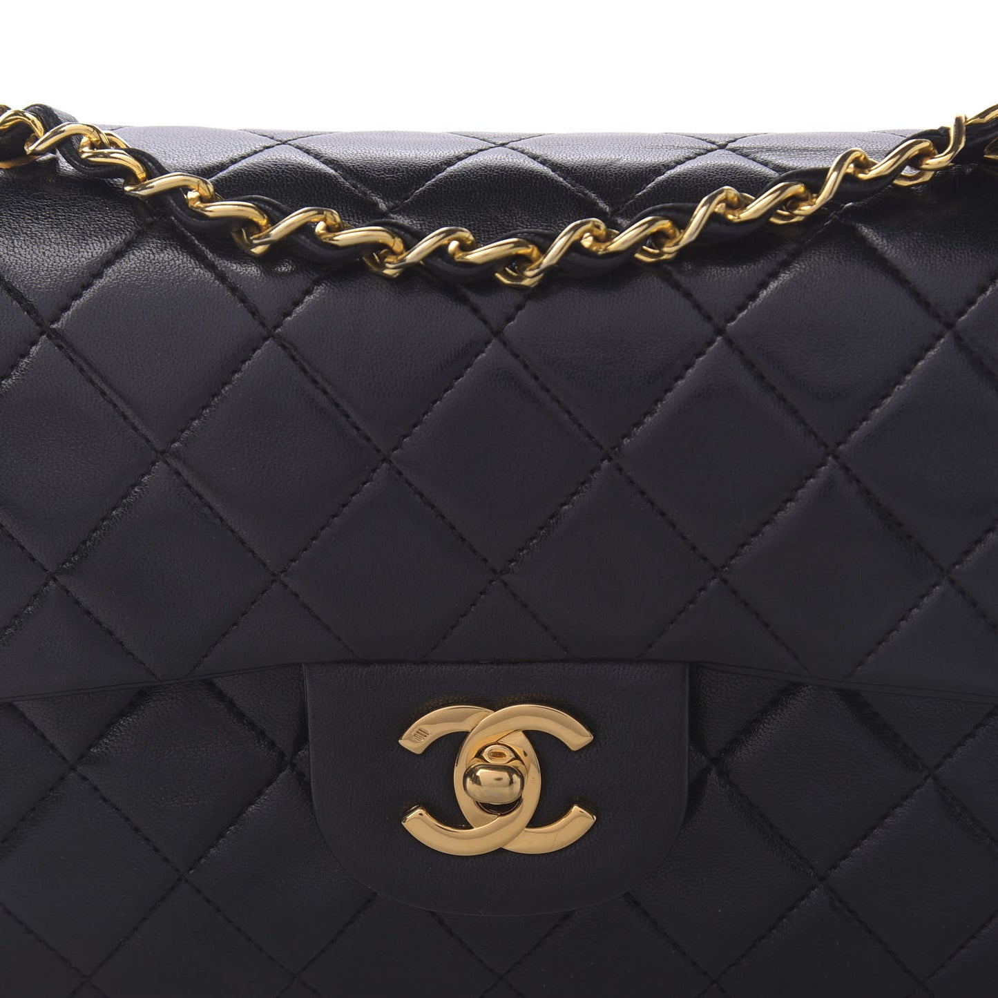 Lambskin Quilted Small Double Flap Black