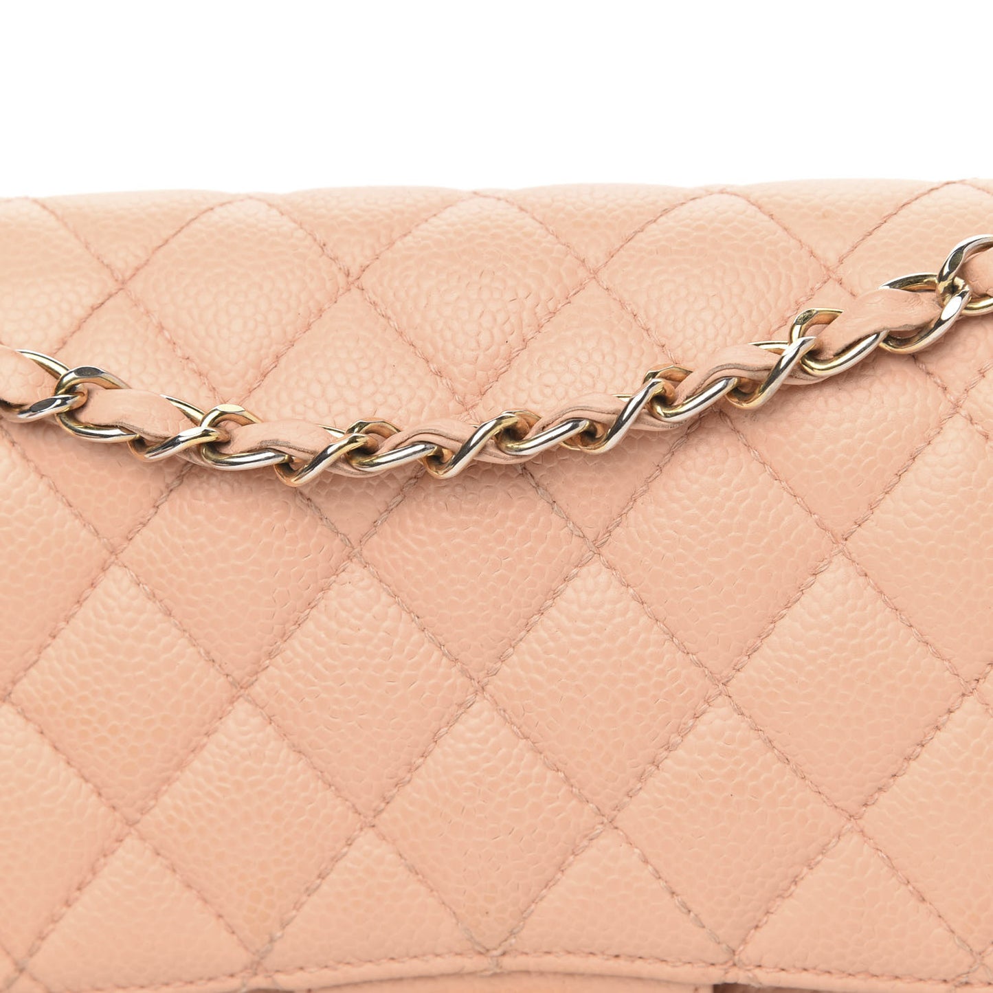Caviar Quilted Medium Double Flap Beige