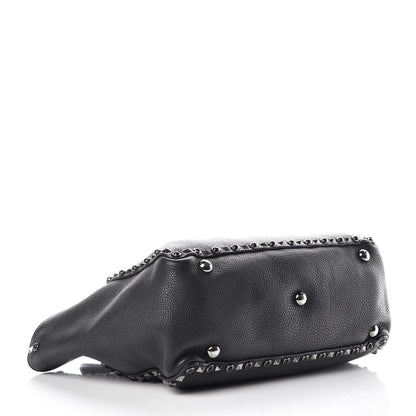 Valentino Garavani Grained Calfskin Onyx Medium Rockstud Rolling Tote Black 4 of 8