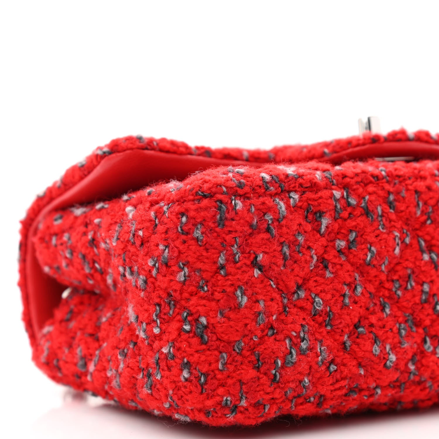 Chanel Tweed Quilted Mini Rectangular Flap Red Grey 9 of 10