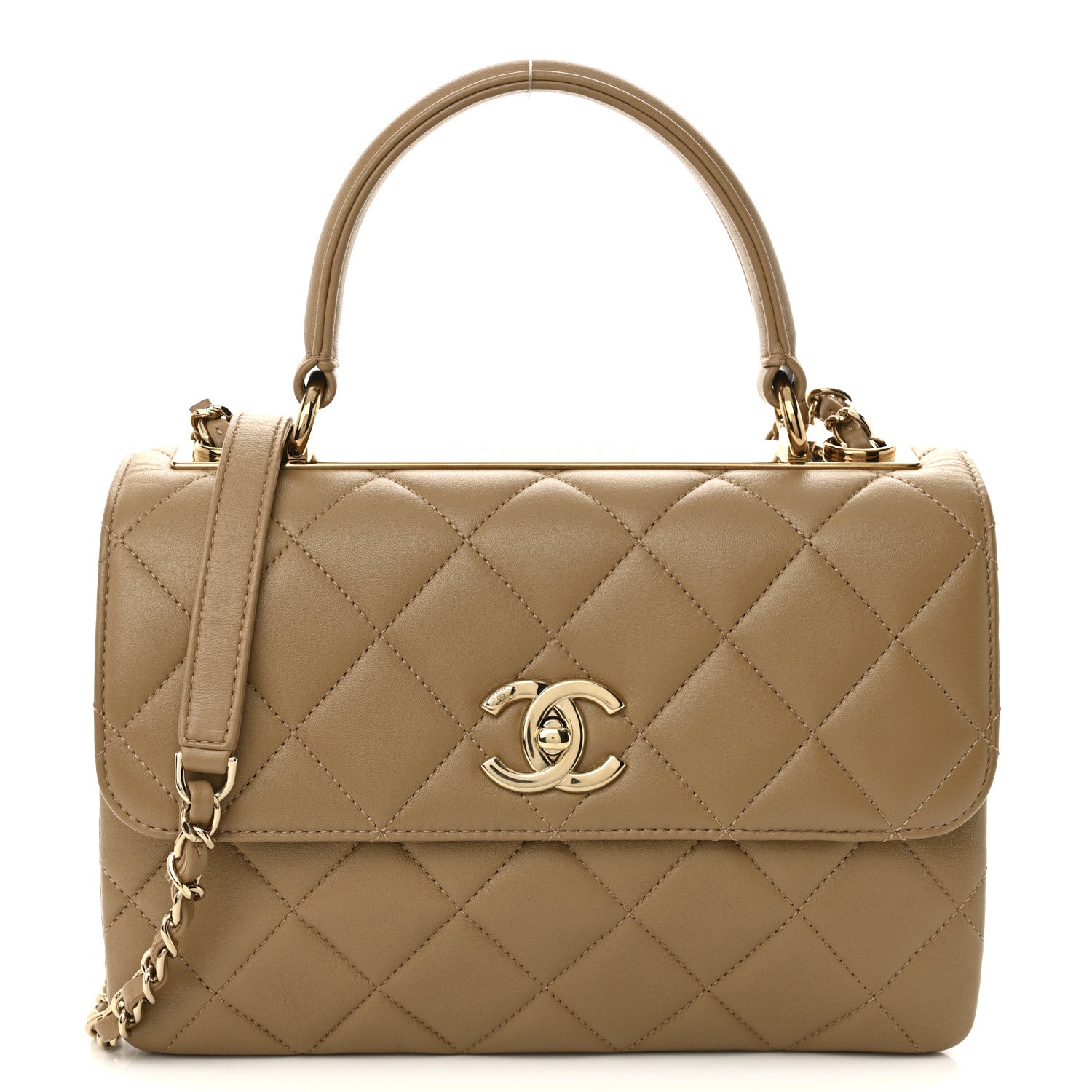 Chanel Lambskin Quilted Small Trendy CC Dual Handle Flap Bag Beige 1 of 10