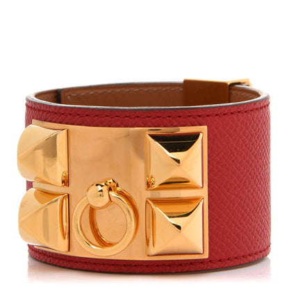 Hermes Epsom Collier de Chien CDC Bracelet L Vermillion 1 of 7