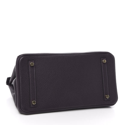 Hermes Taurillon Clemence Birkin 30 Raisin 4 of 10