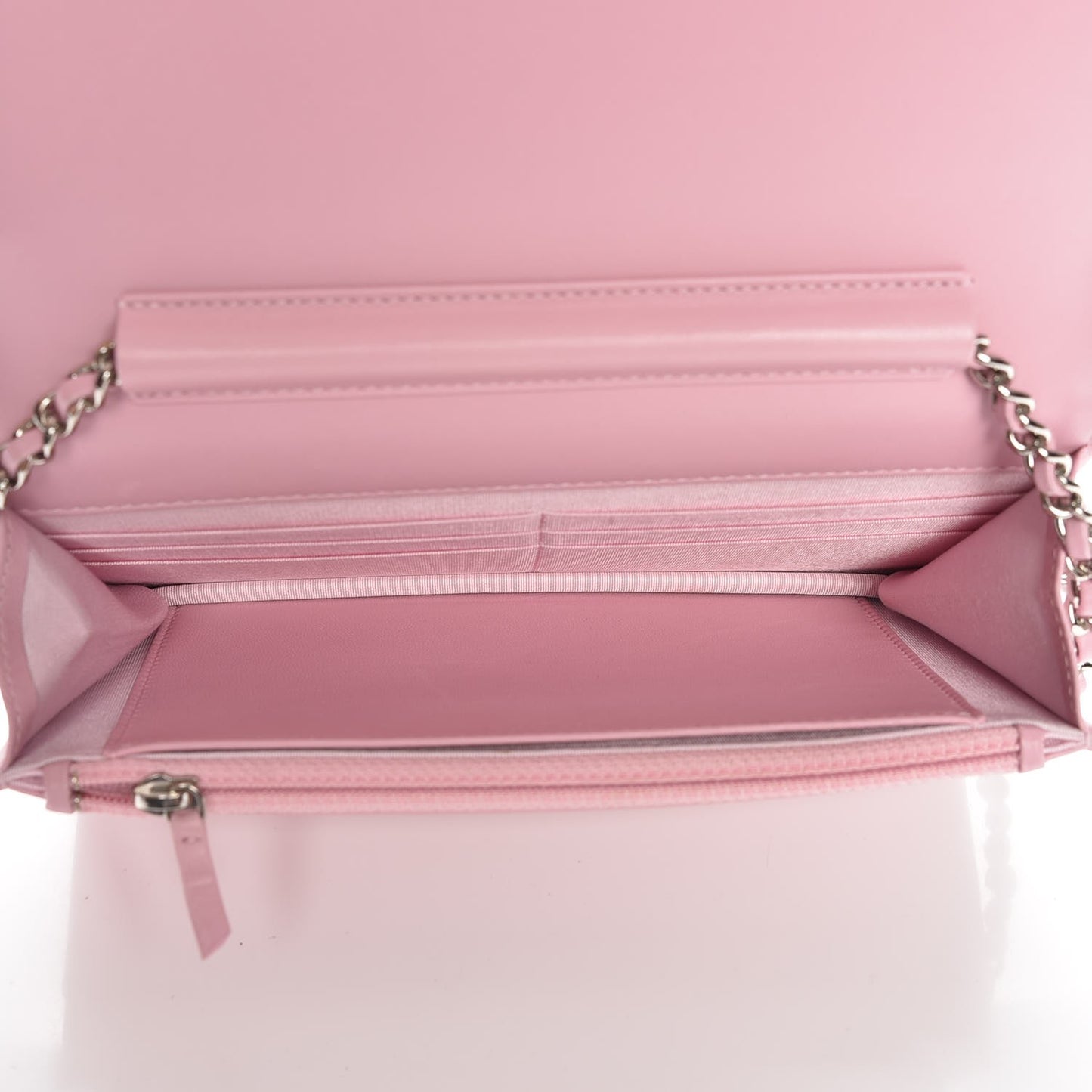 Calfskin Crystal Studded Boy Wallet On Chain WOC Pink
