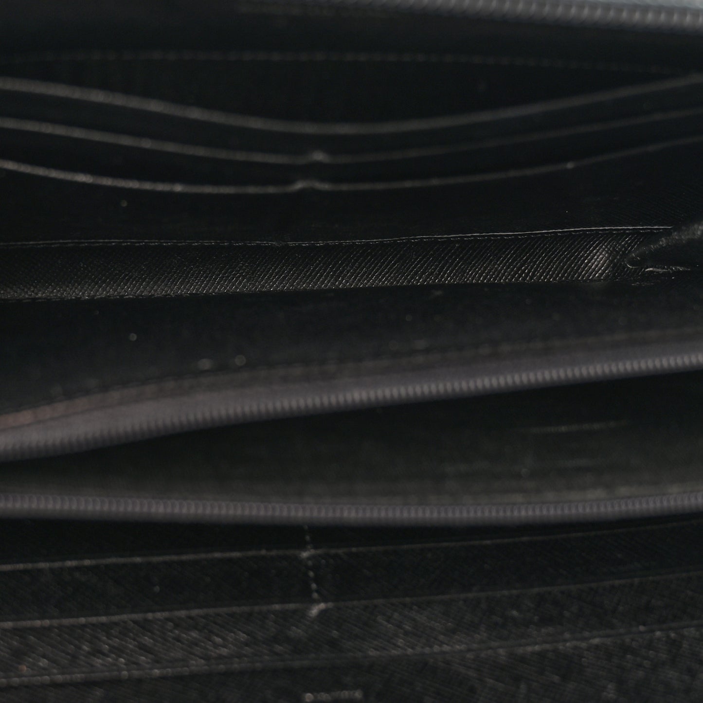 Saffiano Triangle Zip Around Wallet Black