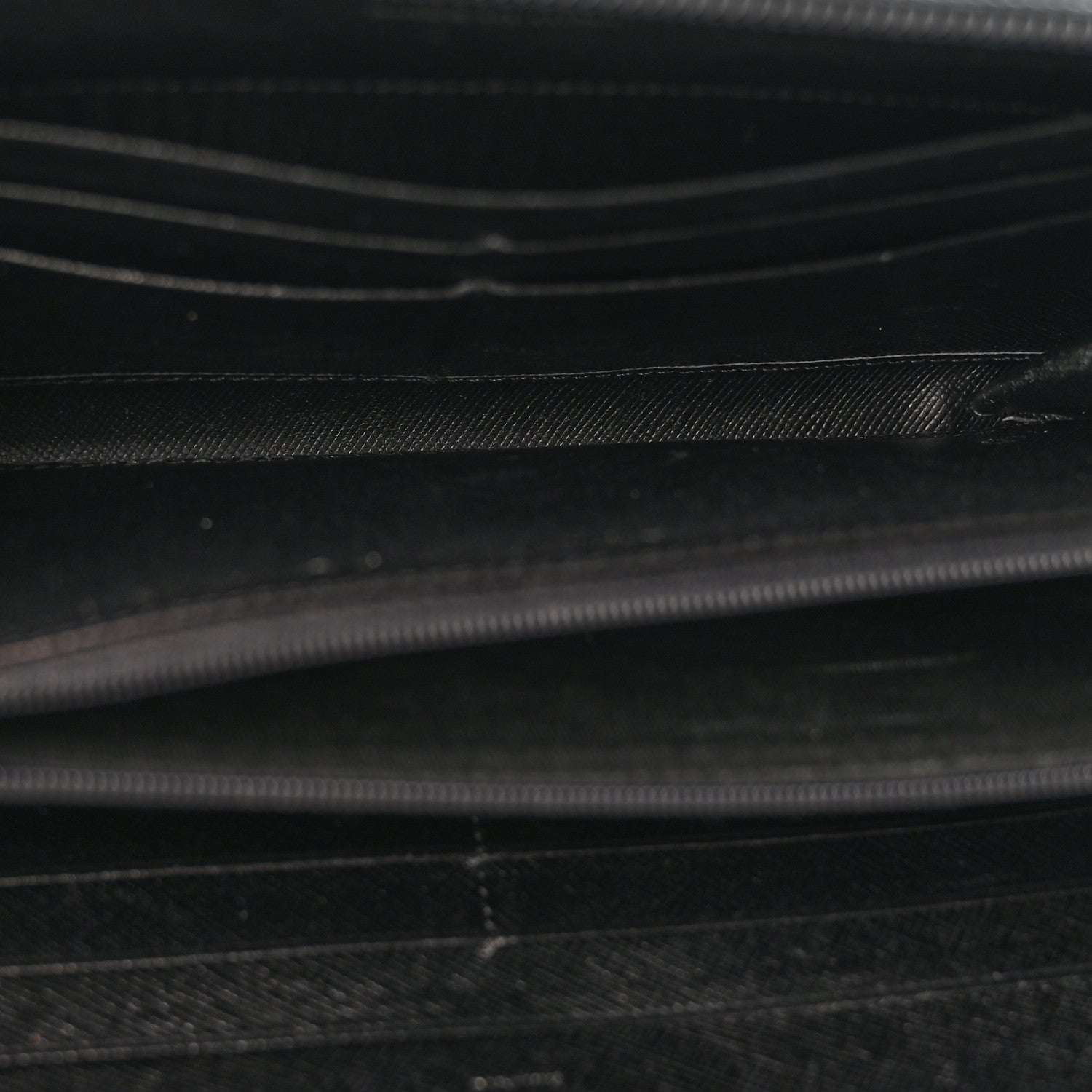 Prada Saffiano Triangle Zip Around Wallet Black 5 of 12