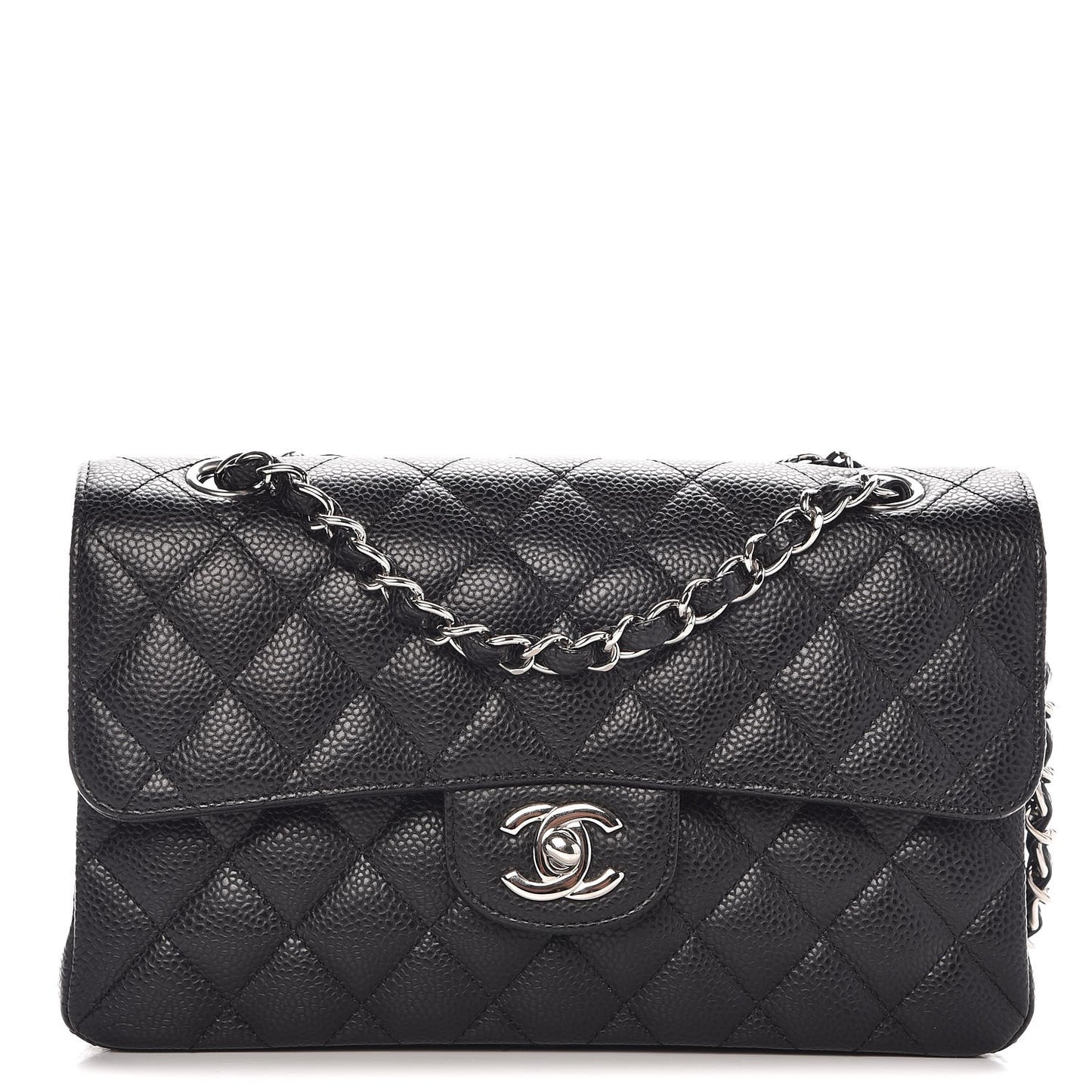 Caviar Quilted Small Double Flap Black