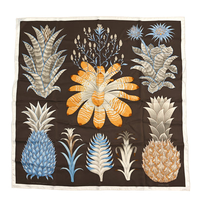 Hermes Silk Index Bromeliaceae Scarf 90 Ebene Bleu Miel 1 of 3