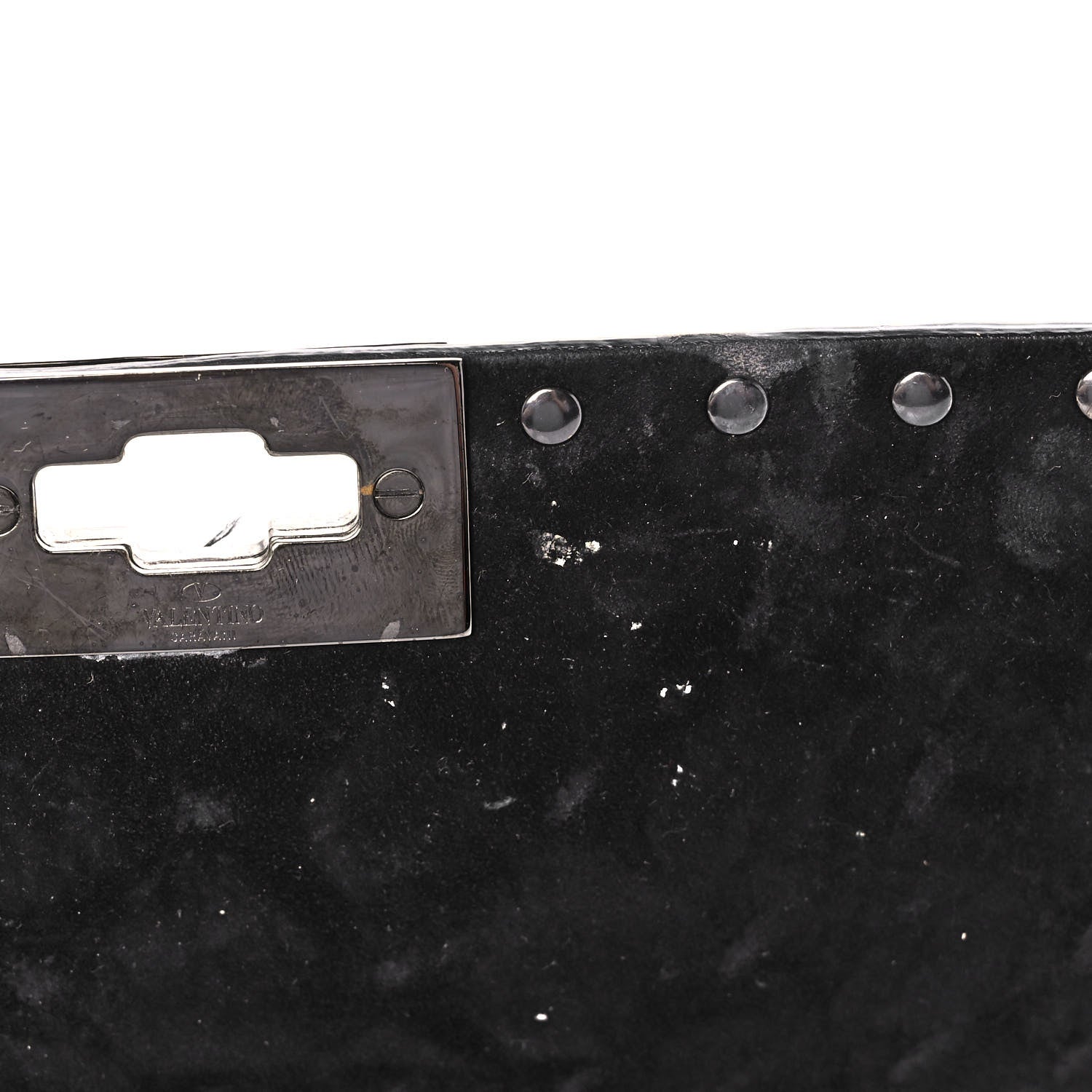 Valentino Garavani Craquele Nappa Rockstud Spike Wallet on Chain Black 13 of 14