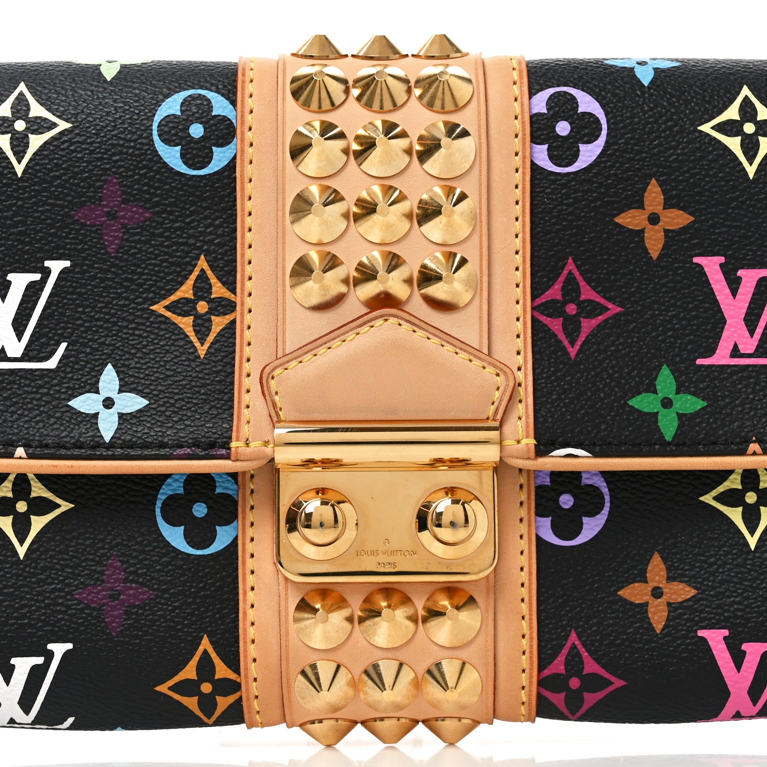 Louis Vuitton Monogram Multicolor Courtney Clutch Black 6 of 8