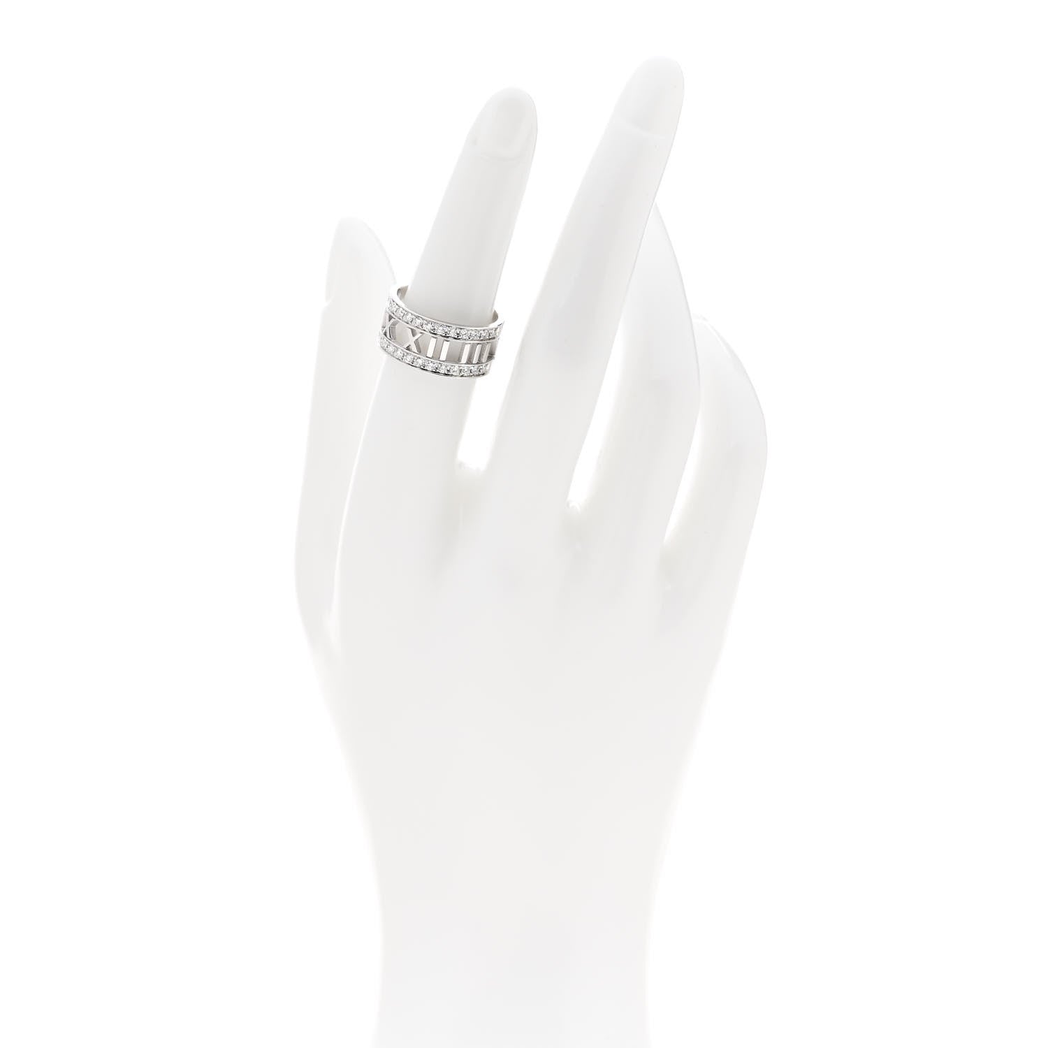 Tiffany 18K White Gold Diamond Wide Atlas Open Ring 51 5.75 2 of 6