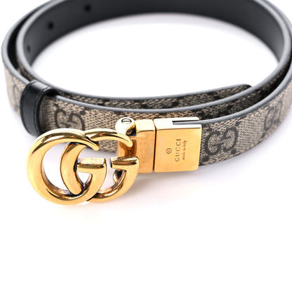 Gucci Calfskin GG Supreme Monogram Double G Reversible 20mm Belt 75 30 Beige New Acero 5 of 5
