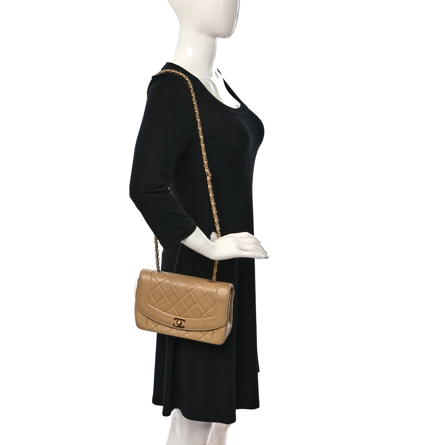 Lambskin Quilted Small Single Flap Beige
