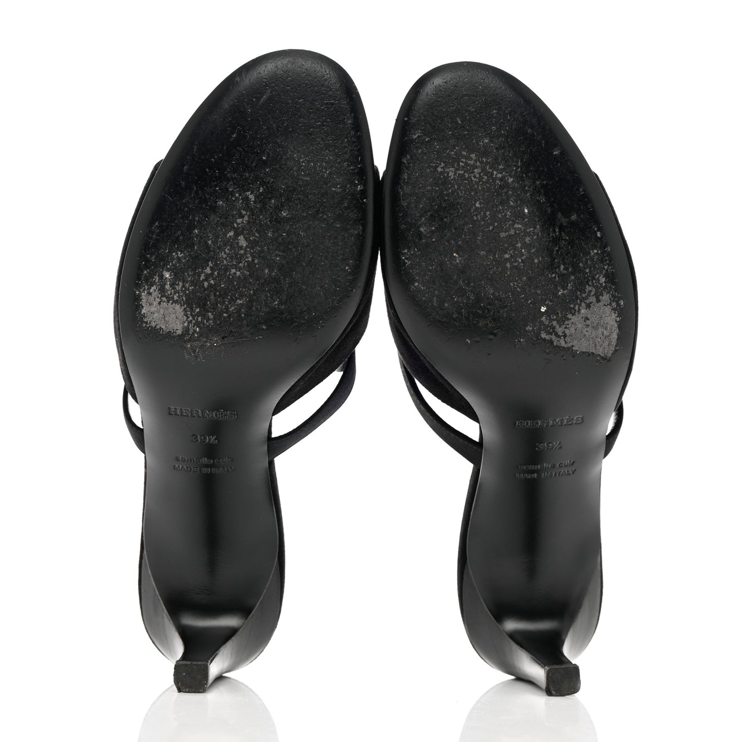Suede Goatskin Satin Cute Sandals 39.5 Black