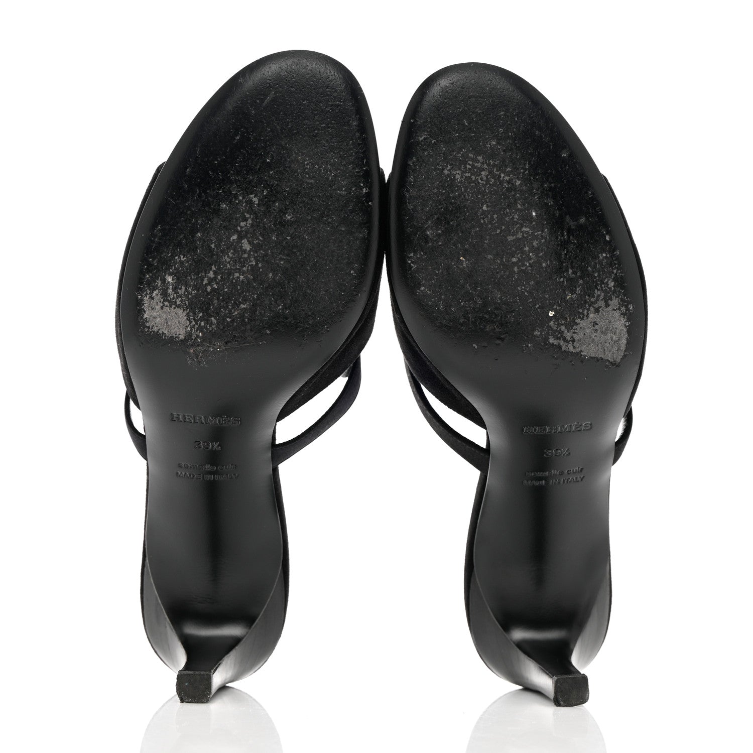 Hermes Suede Goatskin Satin Cute Sandals 39.5 Black 5 of 14