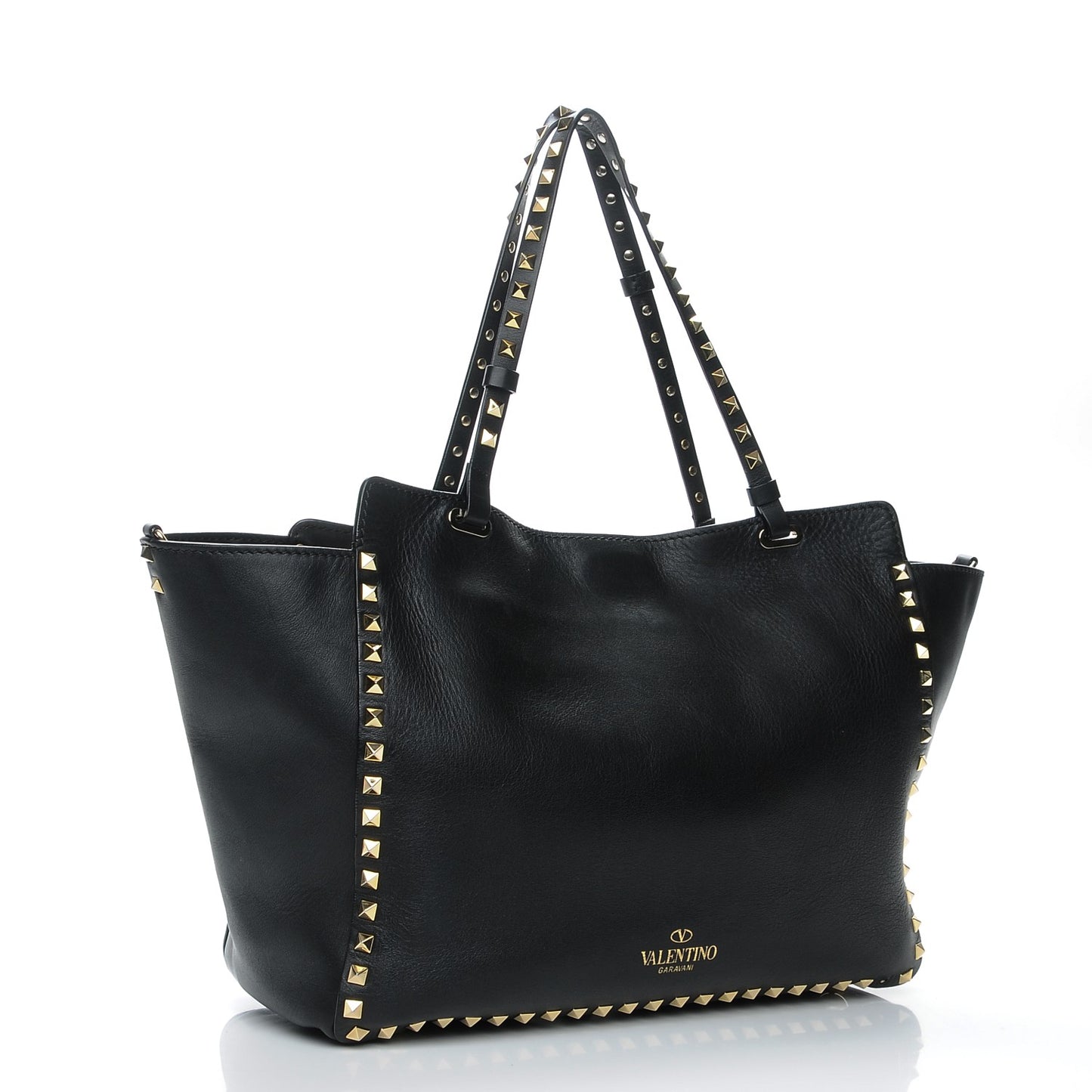 Vitello Medium Rockstud Tote Black