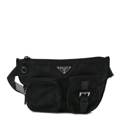 Prada Tessuto Nylon Soft Calfskin Sling Belt Bag Black 1 of 7