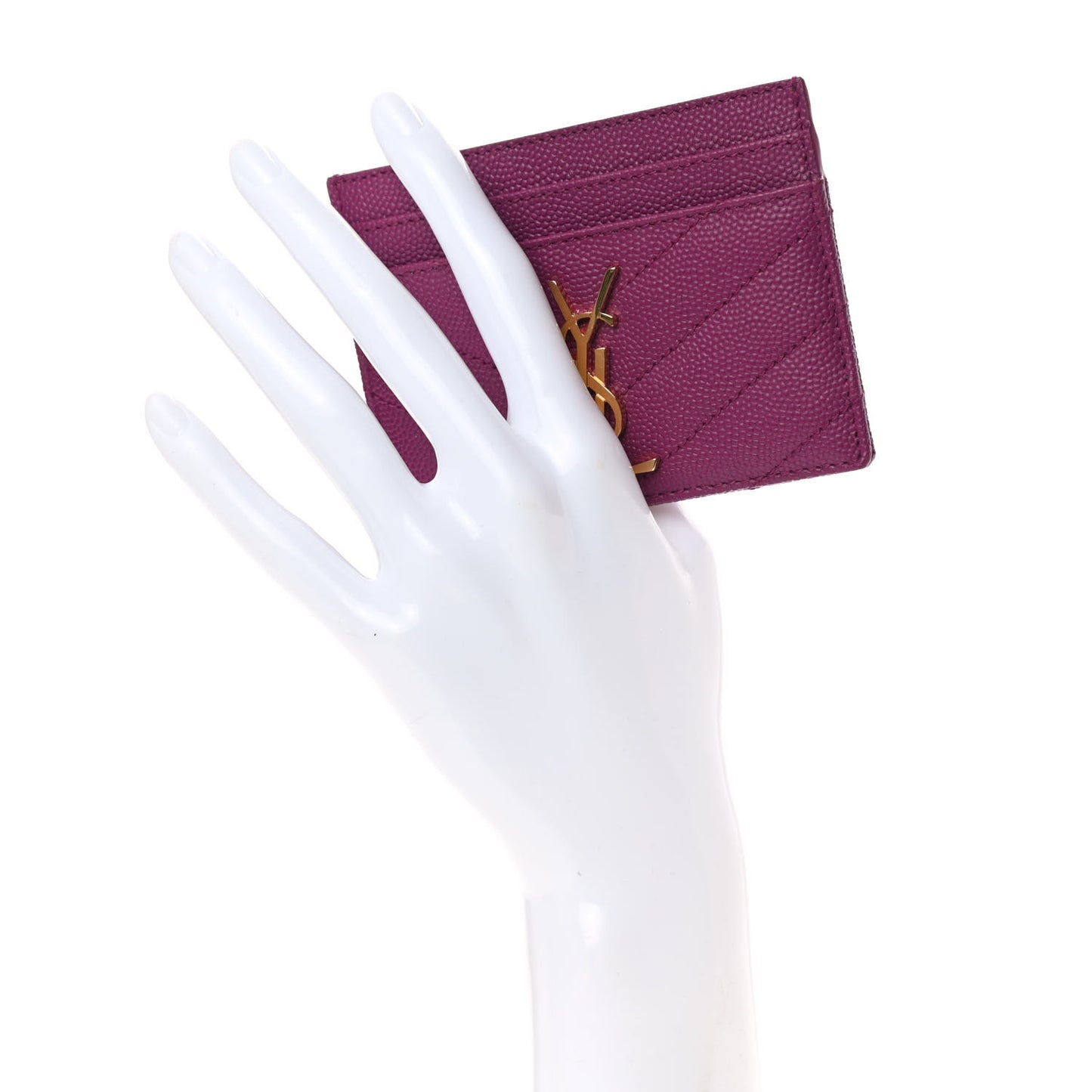 Grain De Poudre Matelasse Chevron Monogram Credit Card Case Dark Grape