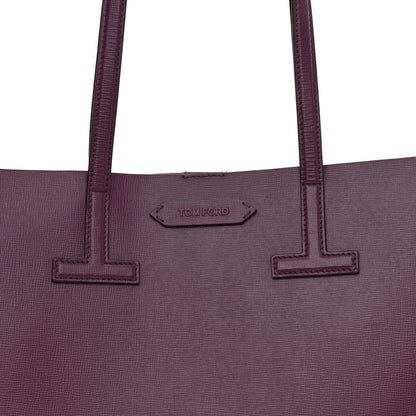 Tom Ford Grained Calfskin Small T Tote Bordeaux 8 of 13