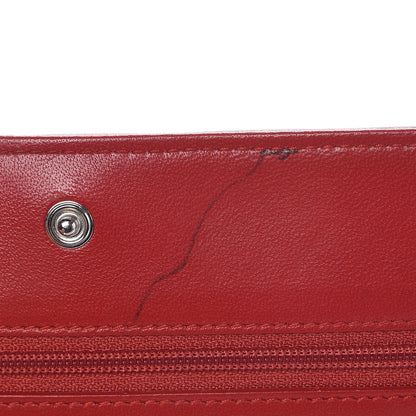 Chanel Lambskin Camellia Embossed Wallet On Chain WOC Red 8 of 9
