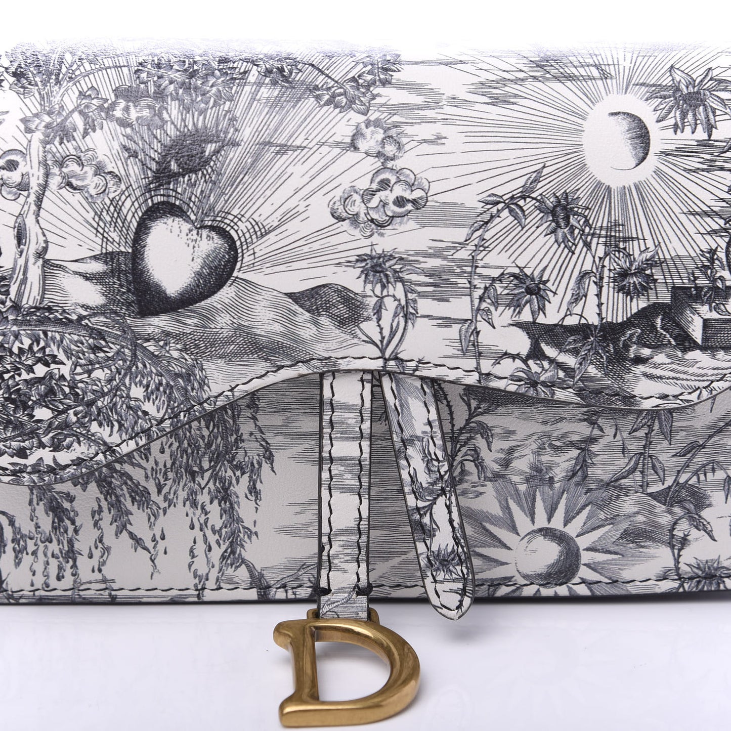 Calfskin Jardin Naturel Print Saddle Belt Bag Latte Multicolor