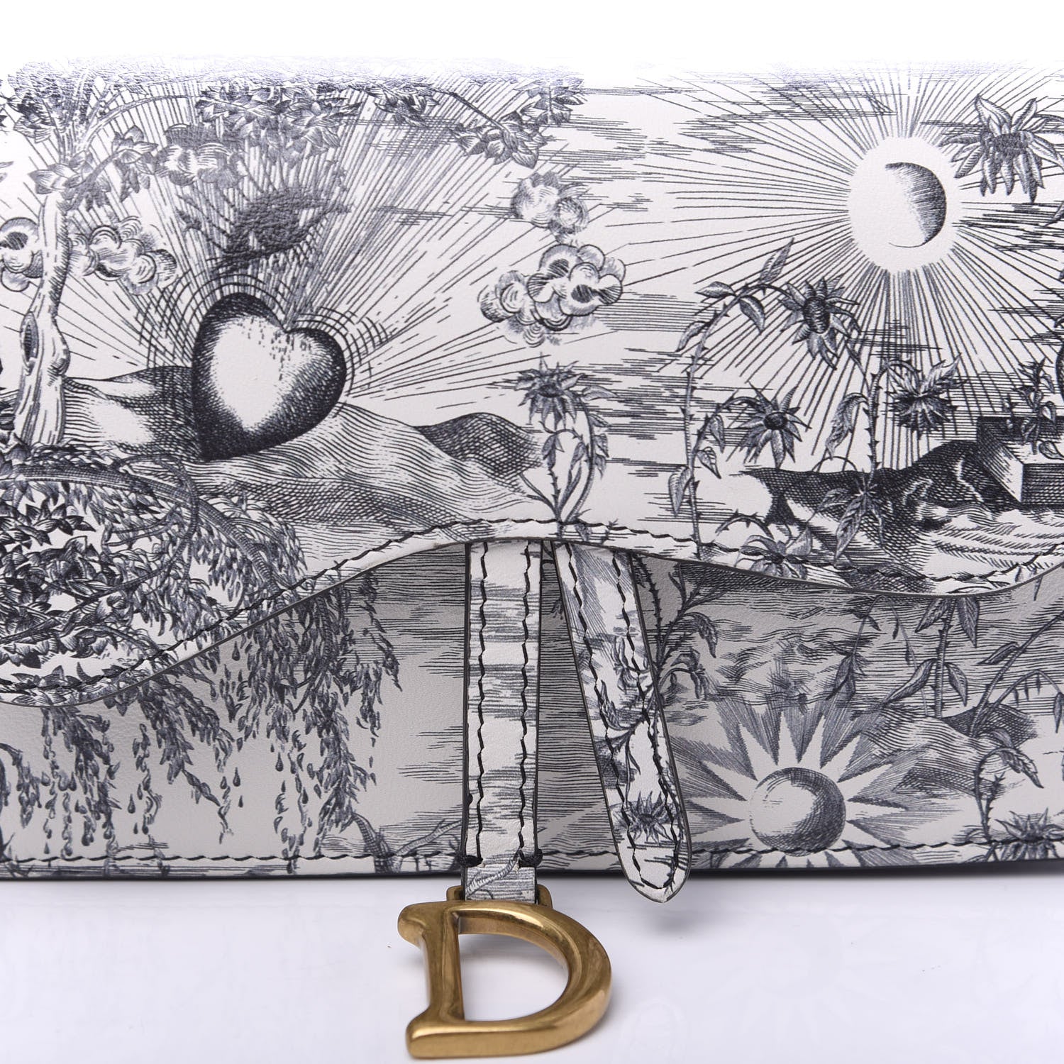 Christian Dior Calfskin Jardin Naturel Print Saddle Belt Bag Latte Multicolor 9 of 9