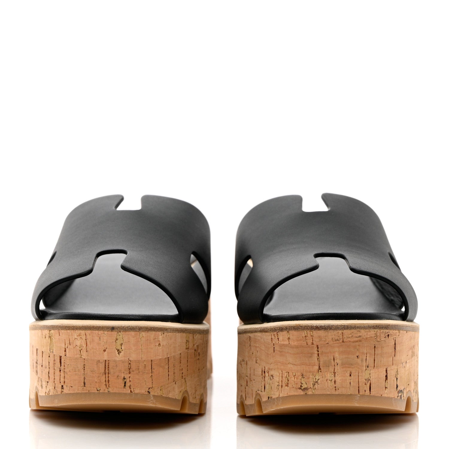 Hermes Calfskin Cork Eze 30 Sandals 38 Black 2 of 12