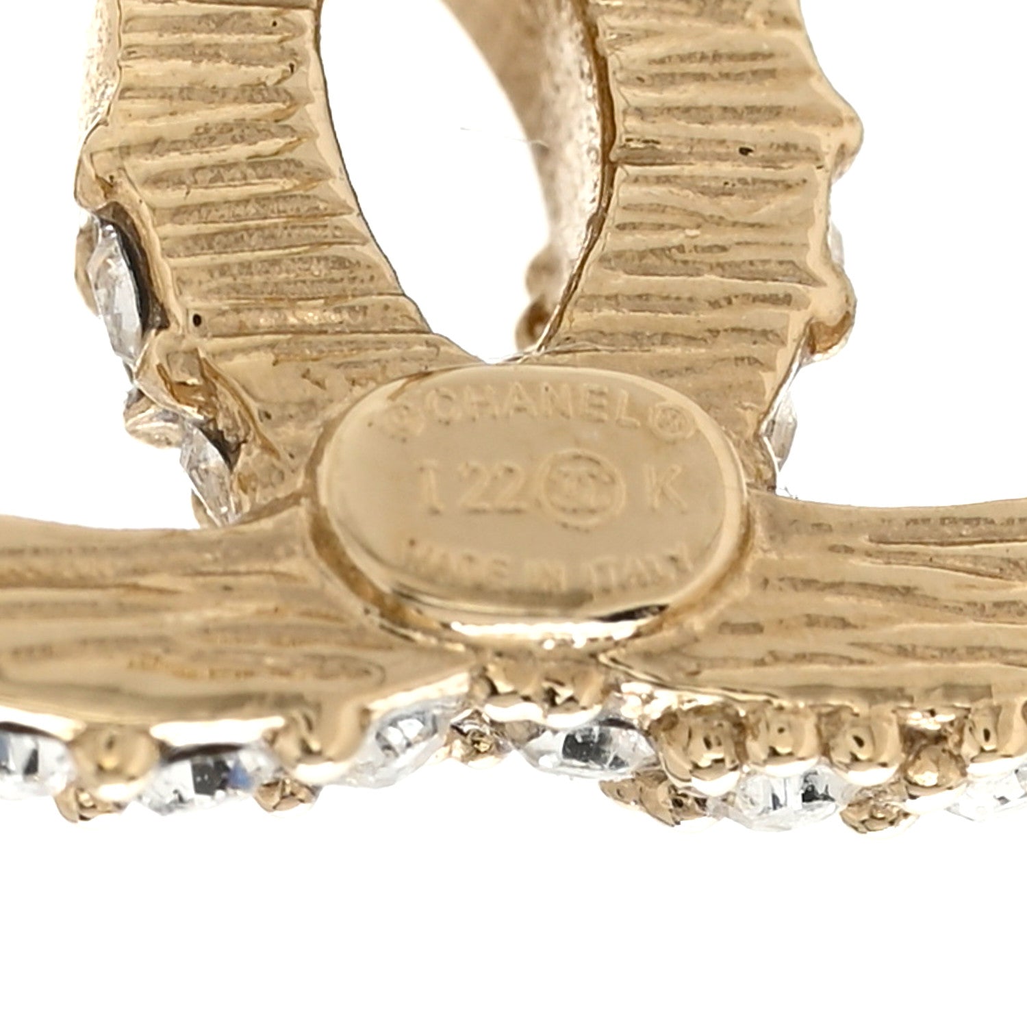 Chanel Crystal Metal CC Earrings Gold 4 of 5