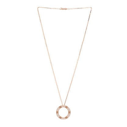 Cartier 18K Pink Gold Diamond LOVE Paved Necklace 3 of 6
