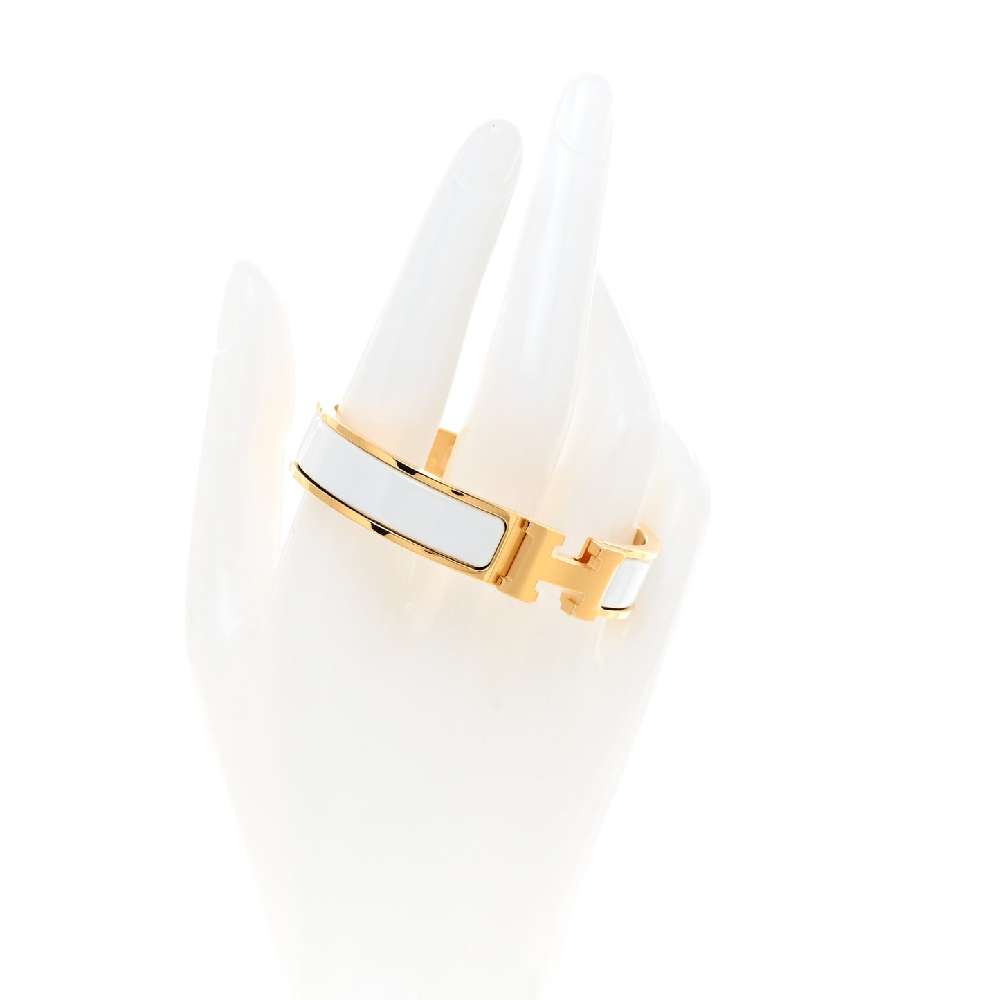 Enamel Narrow Clic Clac H Bracelet PM White
