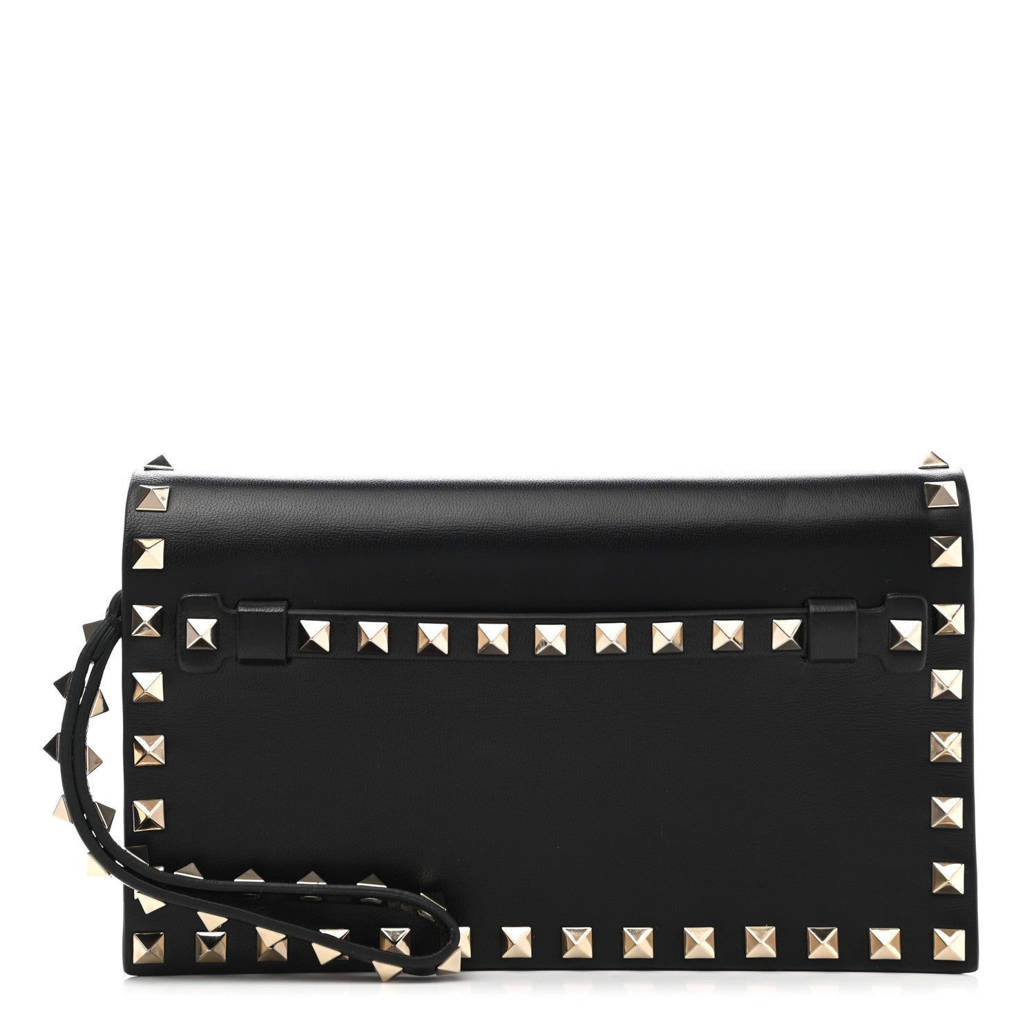 Valentino Garavani Nappa Small Rockstud Wristlet Clutch Black 1 of 7