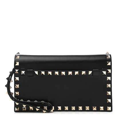 Valentino Garavani Nappa Small Rockstud Wristlet Clutch Black 1 of 7