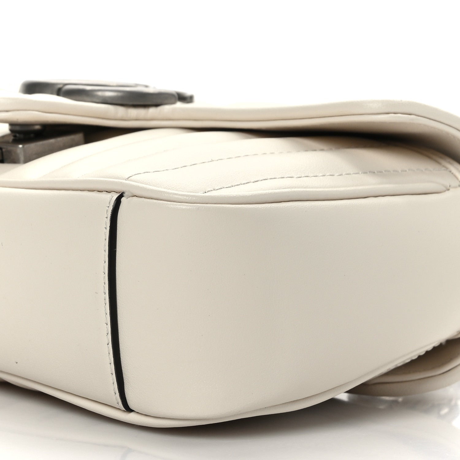 Gucci Calfskin Matelasse Aria Mini GG Marmont Shoulder Bag Mystic White 9 of 9