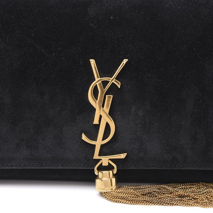 Saint Laurent Suede Classic Monogram Cassandre Tassel Clutch Black 8 of 8