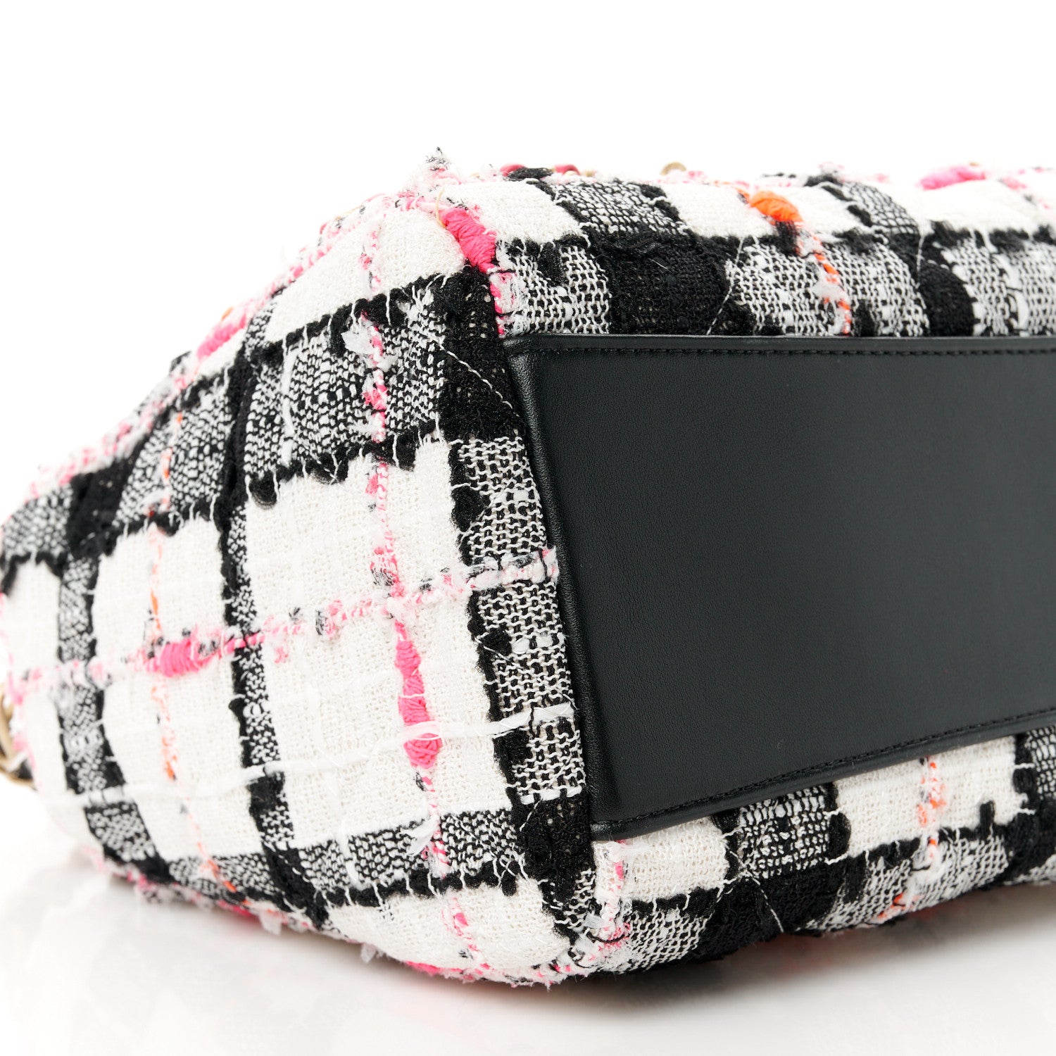Chanel Tweed Calfskin Signe Hobo Coral White Black 9 of 10