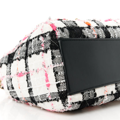 Chanel Tweed Calfskin Signe Hobo Coral White Black 9 of 10