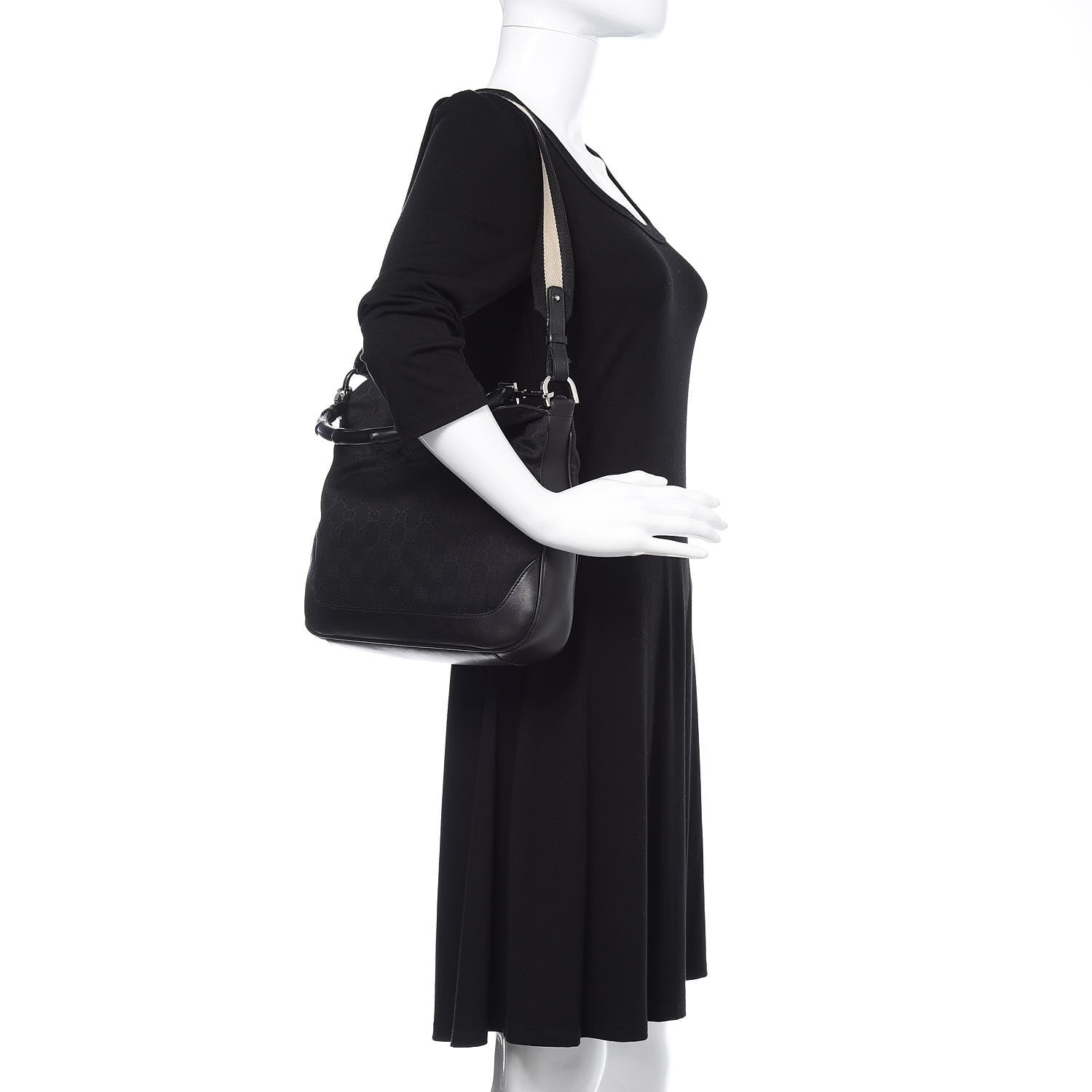 Gucci Monogram Bamboo Top Handle Bag Black 2 of 12