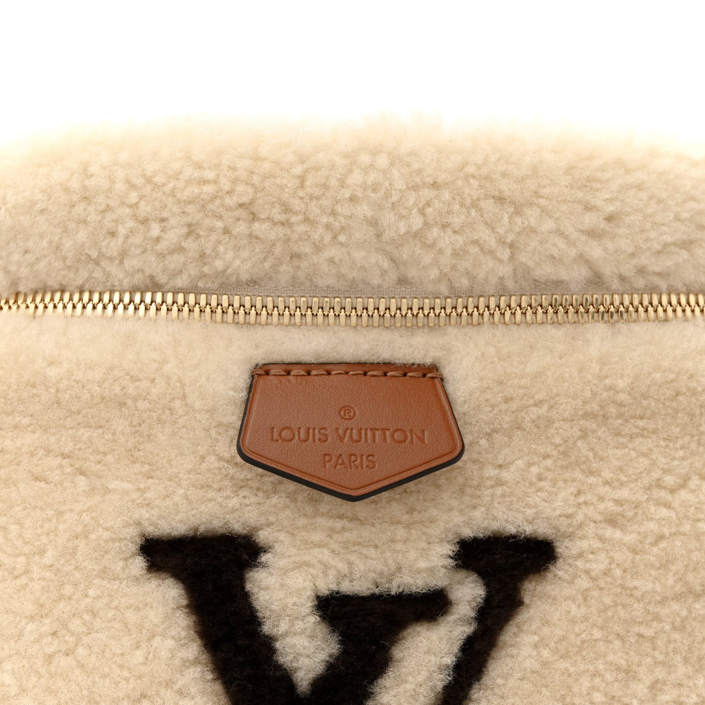 Shearling Monogram LV Ski Bumbag Cream Brown
