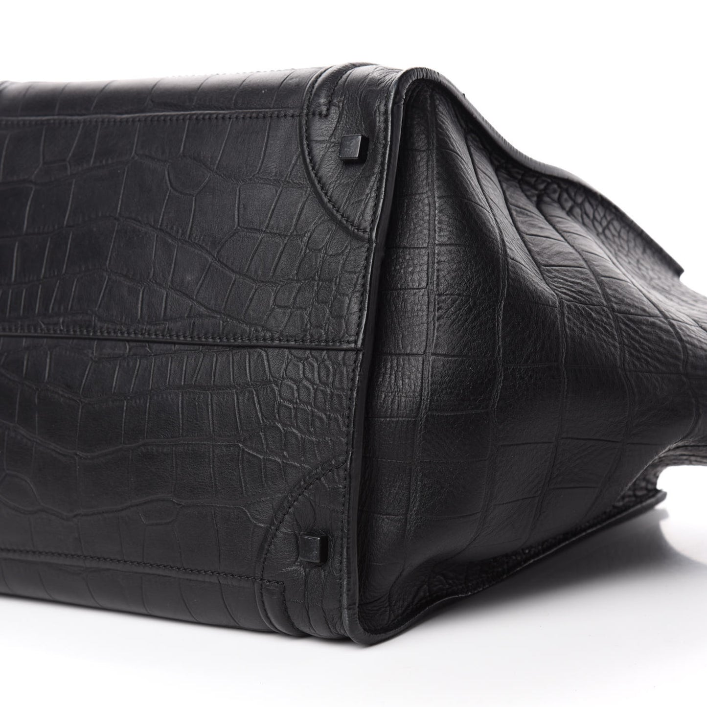 Crocodile Embossed Calfskin Medium Phantom Luggage Black