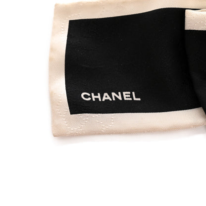 Chanel Silk Hair Tie Black Ivory 3 of 6