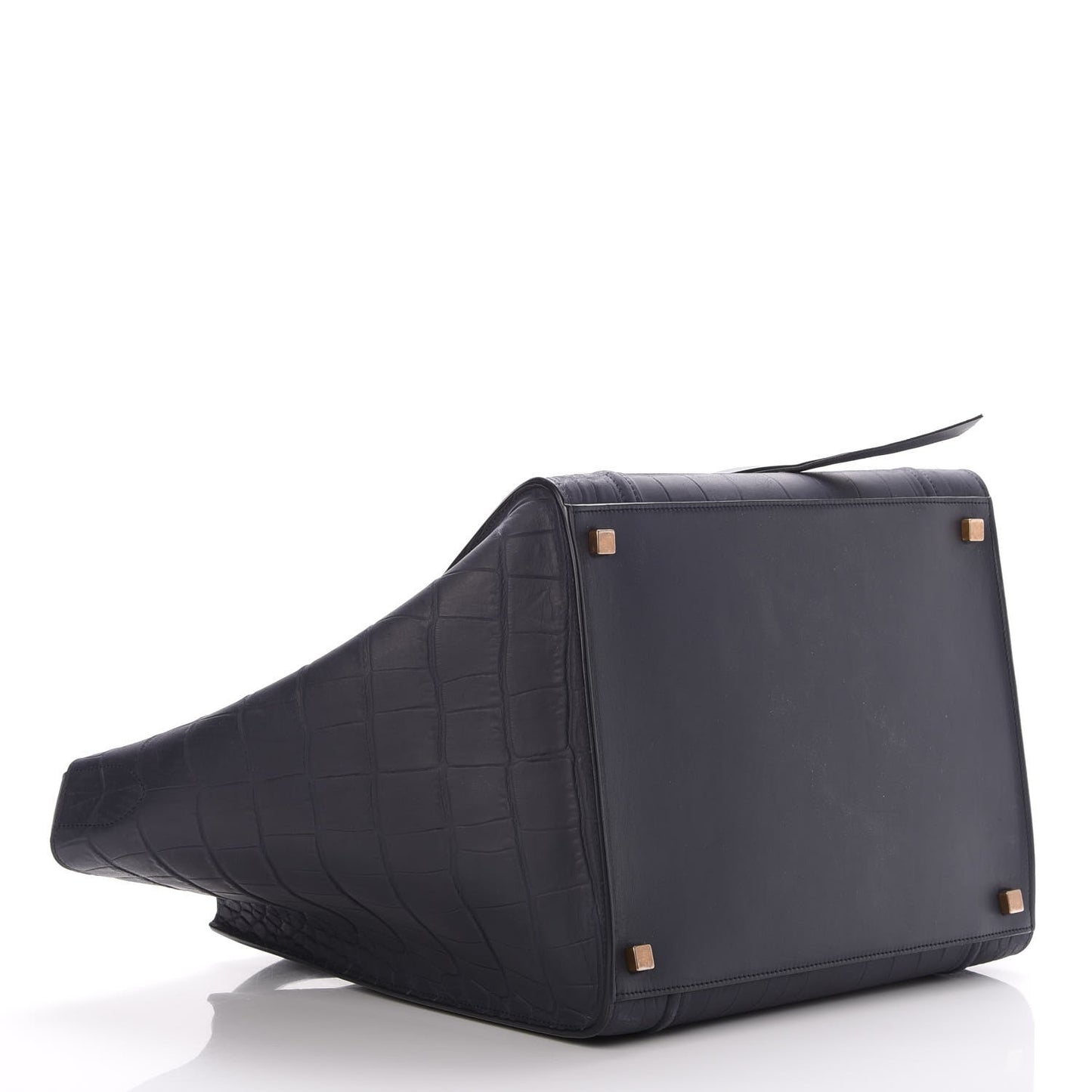 Crocodile Embossed Calfskin Medium Phantom Luggage Navy Blue