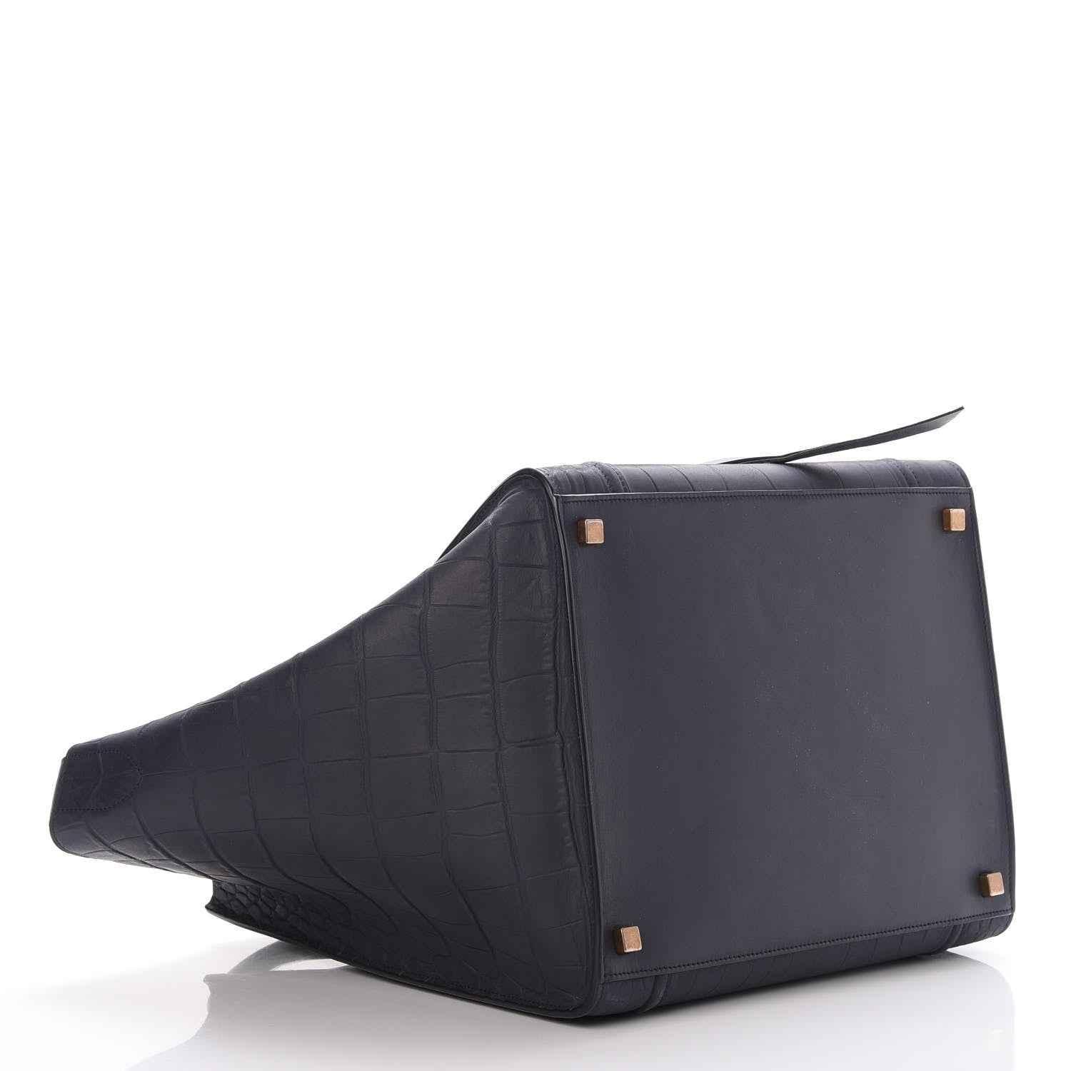 Celine Crocodile Embossed Calfskin Medium Phantom Luggage Navy Blue 4 of 7